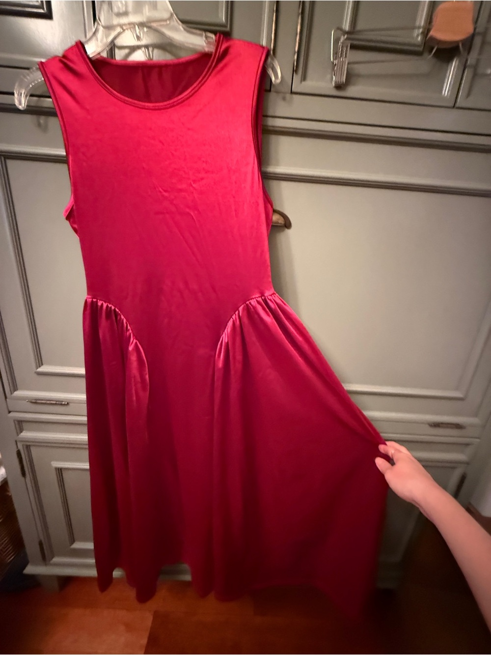 Wine Red Sleeveless A-line Midi Dress with Side panels Sz L Vamp Ren Faire